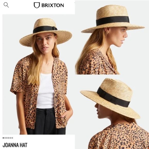 Brixton Accessories - Brixton Joanna straw summer hat & black ribbon XS